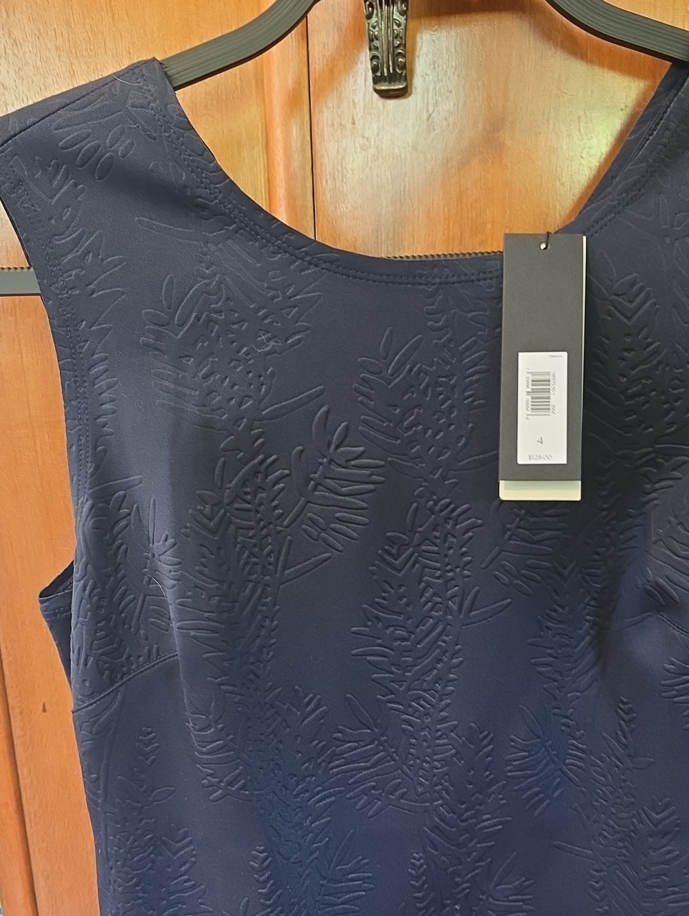 Banana Republic Stretch Neoprene Textured Navy Sleeveless Dress